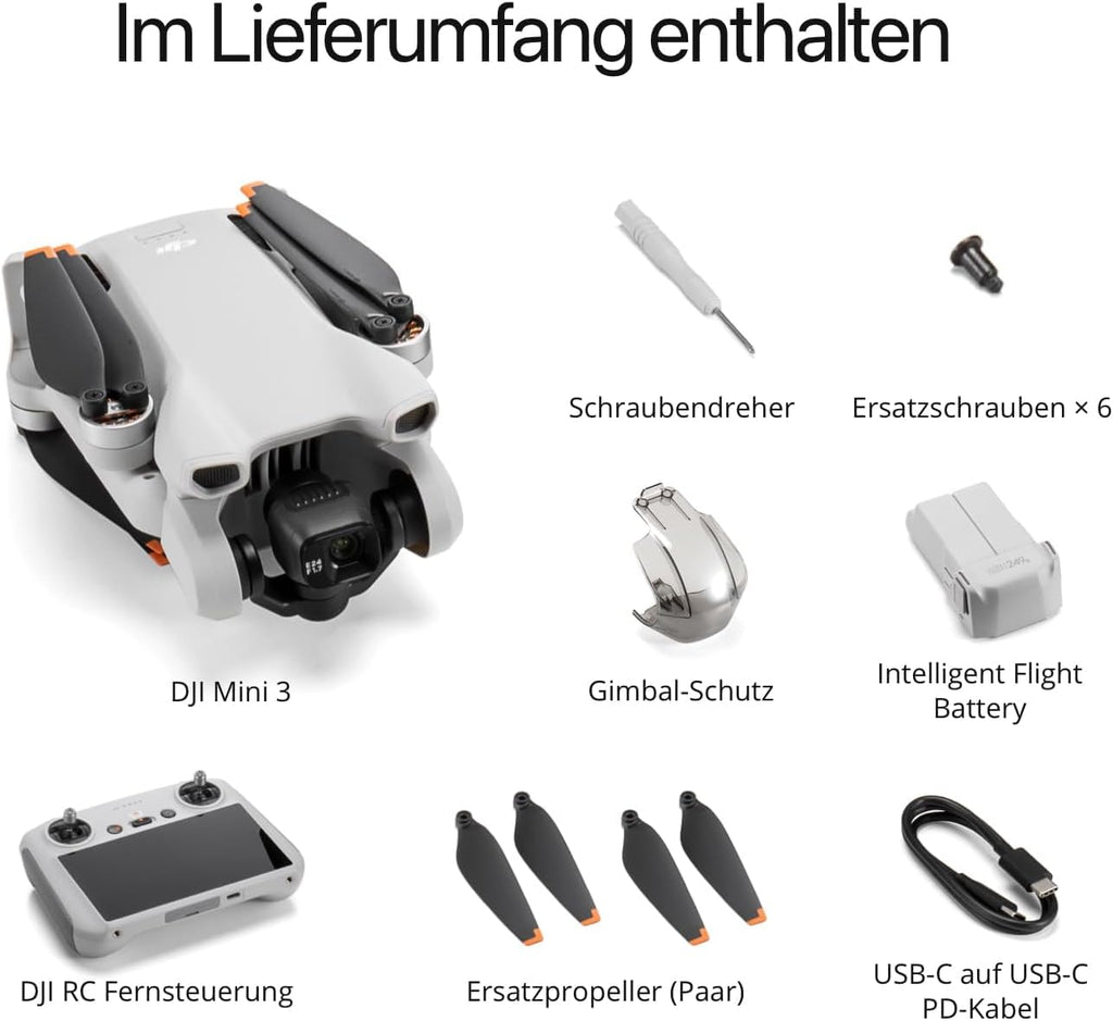 DJI Mini 3 (DJI RC) – Mini-drone avec caméra HDR 4K, nacelle 3 axes, moins de 249 g