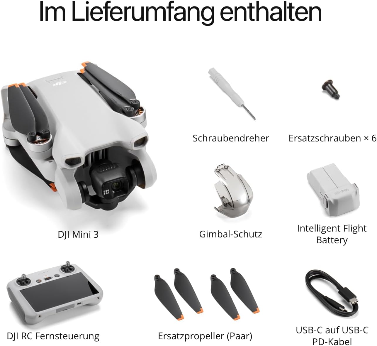 DJI Mini 3 (DJI RC) – Mini-drone avec caméra HDR 4K, nacelle 3 axes, moins de 249 g